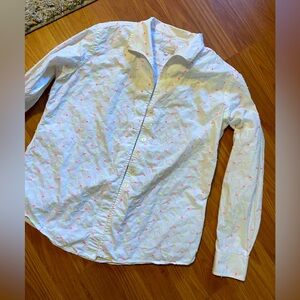 Sarah Alexandra White Pink Yellow Button Front Blouse 12